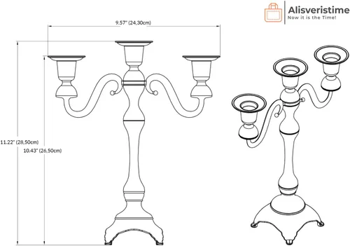 Miniatura 3 de Alisveristime Portavelas de 3 brazos, candelabro decorativo Zamac para decoración elegante del hogar, capacidad para 3 velas, requiere montaje Dorado