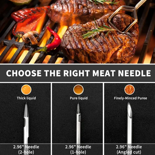 Miniatura 2 de Kit de jeringa inyectora de carne de pavo con 3 agujas de adobo para ahumador de parrilla, 1 cepillo de limpieza, 1.7 onzas/1.7 fl oz de gran