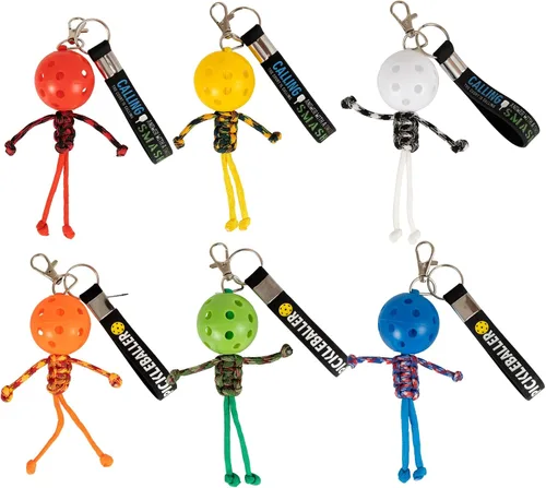 6 llaveros hechos a mano, regalos inspiradores para amantes del pickleball, mujeres y hombres, bonito diseño único en 6 colores