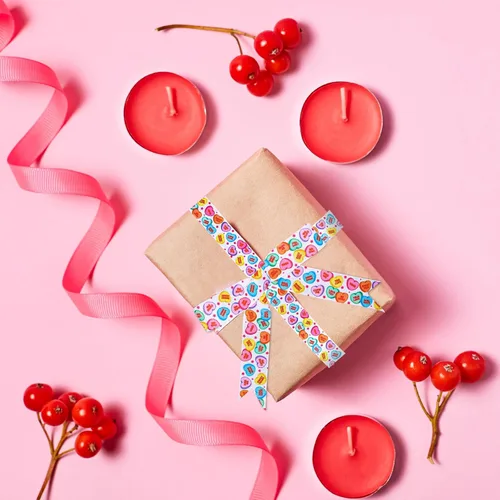 Miniatura 6 de JarThenaAMCS 3 rollos de cinta de grogrén para conversación del día de San Valentín, dulce corazón, sé mío, abrazo, beso, cinta blanca y rosa