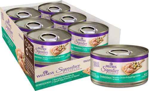 Miniatura 15 de Wellness CORE Signature Selects - Alimento húmedo enlatado triturado para gatos adultos, natural, rico en proteínas, sin granos, receta de entrada