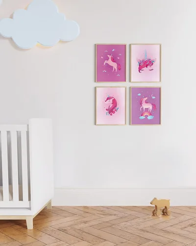 Miniatura 5 de Haus and Hues - Impresiones artísticas de unicornio, juego de 4 pinturas para decoración de pared y pop, póster para habitaciones de adolescentes