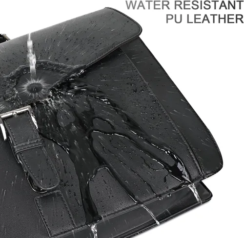 Miniatura 8 de ESTARER Portafolio de cuero para hombres de 15.6 pulgadas, bolsa para computadora portátil para oficina/negocios/viajes, bolsa de hombro grande