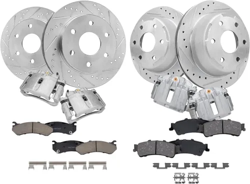 Miniatura 35 de Detroit Axle - Rotores de freno para Ford 2013-2019 Explorer Taurus Flex Lincoln MKT MKS, rotores de freno de disco ranurados perforados de repuesto