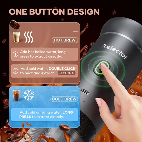 Miniatura 2 de Máquina de Café Portátil con Batería, Cafetera Espresso, 20 Bares Nano, Mini Máquinas de Espresso para Coche, Autocalentamiento, Eléctrica, USB-C