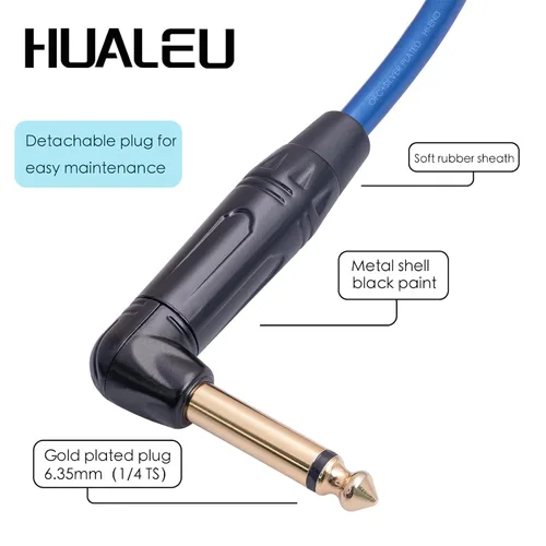 Miniatura 5 de Cable de audio macho de 3 pines TS a XLR de 1/4 de pulgada en ángulo recto, 0.250 in TS mono ángulo recto a XLR macho 3 pines, 6N OFC+cable de audio