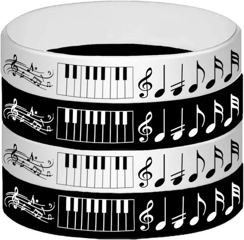 Miniatura 3 de 24 pulseras de silicona con notas de piano - Coro/recuerdos de fiesta musical/premio de música/decoraciones de fiesta de dulces de música