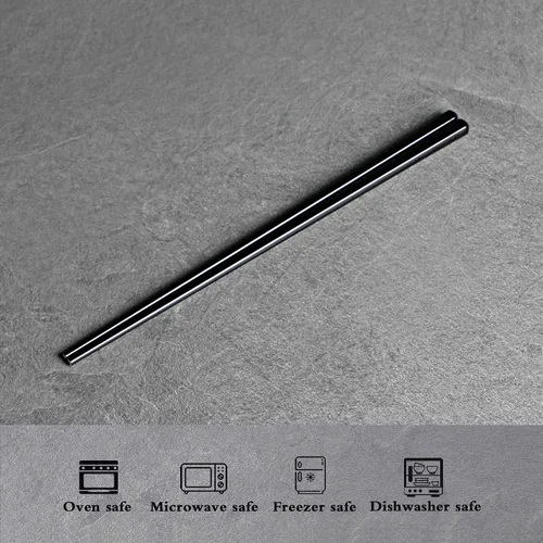Miniatura 4 de LEETOYI Juego de 5 palillos de cerámica, palillos chinos de porcelana fáciles de limpiar, 9.6 pulgadas (negro)