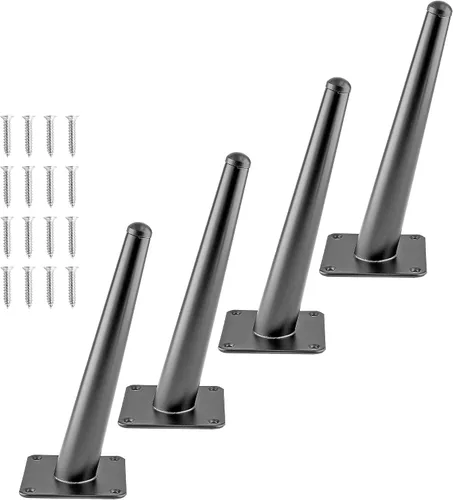 Miniatura 11 de 4 patas de muebles de 6 pulgadas, patas de metal cónicas oblicuas, color negro mate, pies de muebles de estilo de mediados de siglo para sofá