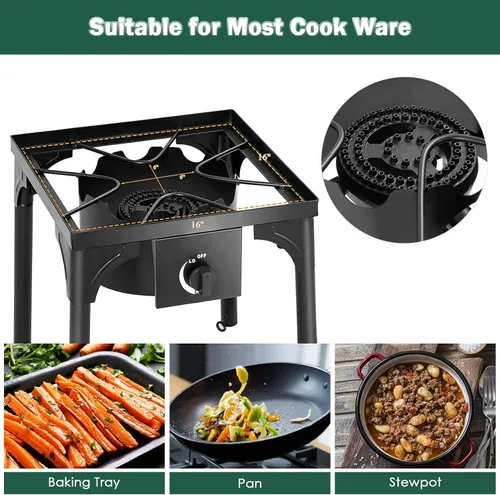 Miniatura 6 de Goplus - Hornillo portátil de gas propano para exteriores, quemador de hierro fundido con patas desmontables para camping