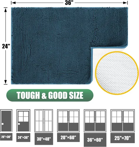 Miniatura 2 de IM HOME Felpudo absorbente de chenilla para exterior 30" x 20", tapetes lavables para perros antideslizantes para interiores, felpudo para perros