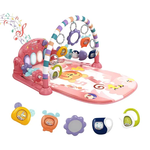Miniatura 15 de dearlomum Alfombra de Juego para Bebés, Divertido Piano de Juego para Tiempo de Barriga con 5 Juguetes Sensoriales para Bebés, Música y Luces, Verde