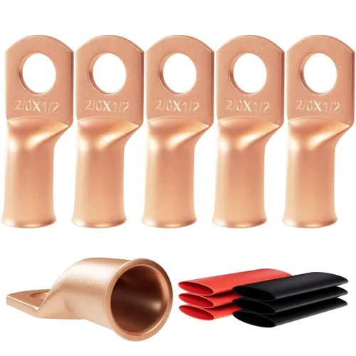 Miniatura 39 de 6 piezas 1/0 AWG - 1/2" (M12) Sanuke Terminales de anillo para cable de alambre con conectores de extremos resistentes para cable de batería, ojales