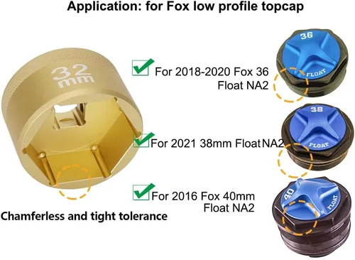 Miniatura 3 de Zócalo plano de 1.260 in 1.260 in Chaflán Socket 1.260 in Socket plano para Fox 36 38 40 Tapa superior de la horquilla