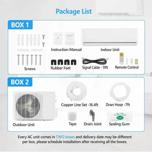 Miniatura 6 de Bonnlo Sistema de calefacción mini split de 12,000 BTU con inventor, 23 SEER 115V de ahorro de energía sin conductos de aire acondicionado