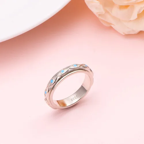 Miniatura 3 de Fidget Spinner Ring 925 Sterling Silver Anxiety Relief Ring Anti Anxiety Boredom ADHD Stress Relieving Ring for Women Men