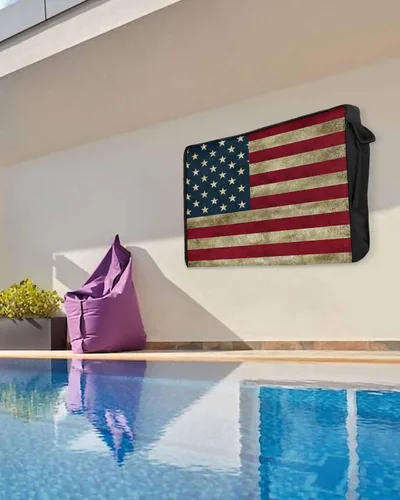 Miniatura 5 de T&H XHome Funda de TV para exteriores, con bandera estadounidense, impermeable y resistente a la intemperie, protector de pantalla LCD móvil de 30 a
