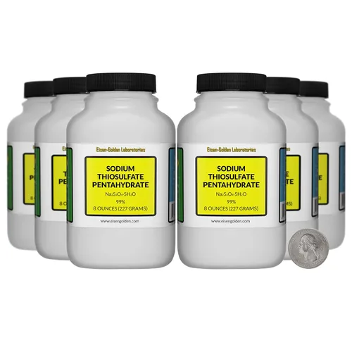 Miniatura 9 de Tiosulfato de sodio pentahidrato [Na2S3O3.5H2O] 99% grado AR polvo 8 onzas en dos botellas