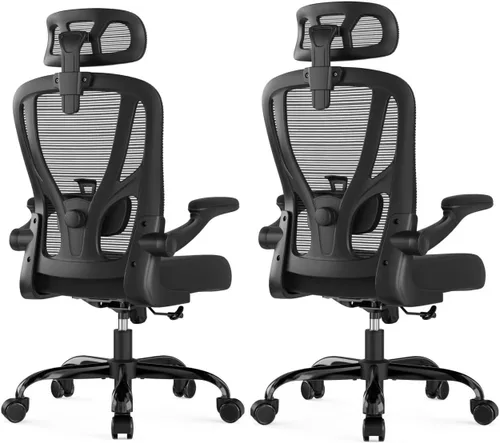 Miniatura 11 de Silla de oficina ergonómica de escritorio, silla de oficina de malla con respaldo alto con reposacabezas, ruedas, soporte lumbar, sillas de oficina