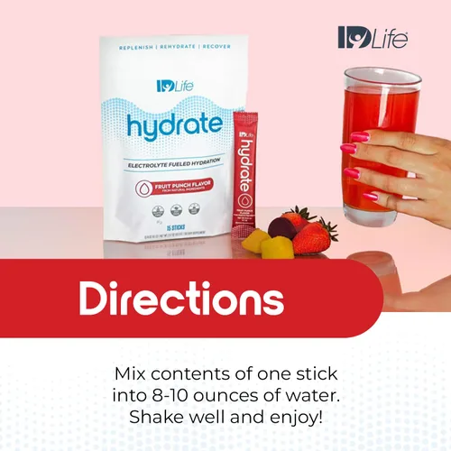 Miniatura 5 de IDLife Fruit Punch Hydrate - Bebida en polvo – Hidratación instantánea alimentada con electrolitos con vitaminas, MCT y minerales para nutrientes