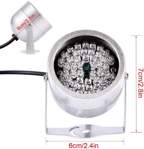 Miniatura 7 de ASHATA IR, 48 LED de visión nocturna IR luz infrarroja para cámara de seguridad CCTV y cámara IP, gran angular de 60 grados, distancia