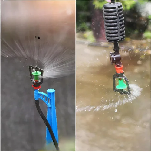 Miniatura 6 de Emisores de riego por goteo, 10 rociadores ajustables de 360 grados con boquilla de nebulización de microplantas de una sola púa para invernadero