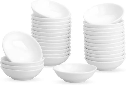 Miniatura 9 de UIBFCWN Paquete de 12 cuencos de cerámica para salsa, platos de salsa de soja de 2 onzas, cuencos/platos de salsa blanca, cuencos para pellizcar