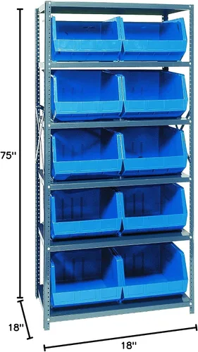 Miniatura 578 de Quantum QSBU-245BK Heavy Duty Shelving Unit with (7) Shelves and (24) QUS245 Black Bins for Garage Warehouse Storage Distribution 400 lb Load