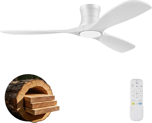 Miniatura 9 de Hoenofly - Ventilador de techo inteligente de madera de 52" de bajo perfil con luces y control remoto, motor CC silencioso, ventiladores de techo