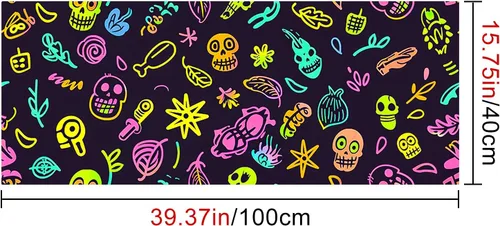 Miniatura 3 de HOMETITUTE Papel tapiz de calavera de neón para despegar y pegar, arte callejero de graffiti, mural de pared reactivo a la luz negra, adhesivo