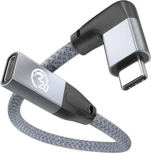 Miniatura 13 de UseBean Cable de extensión USB C en ángulo recto de 0.6 pies, 90 grados USB-C 3.2 Gen 2 20Gbps macho a hembra tipo C 4K cable extensor de video