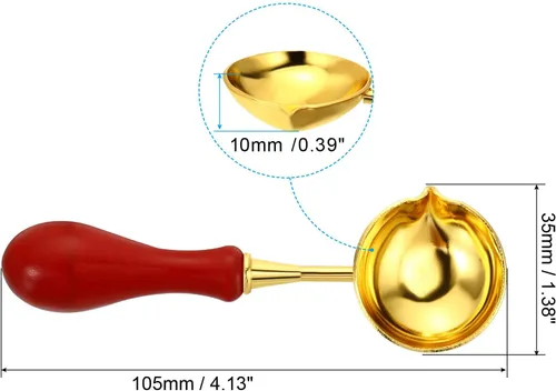 Miniatura 2 de PATIKIL Cuchara de sellado de cera de 4 pulgadas, cuchara de fusión de sellado de cera de latón, mango de madera vintage para sello de cera, sobre