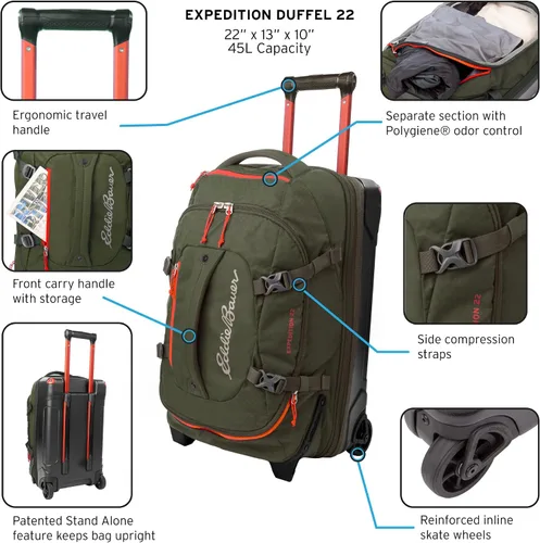 Miniatura 7 de Eddie Bauer Bolsa de lona Expedition 2.0 hecha de policarbonato resistente y nailon, Herrumbre, Bolsa de lona Expedition 2.0 - Hecha