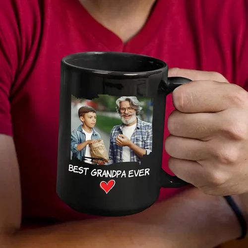 Miniatura 3 de Best Grandpa Ever - Taza de café personalizada de cerámica negra de 11 onzas, taza de café para abuelo, regalo para abuelos, taza de viaje moderna
