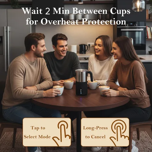 Miniatura 8 de Espumador de leche eléctrico y vaporizador, vaporizador de leche instantáneo 4 en 1 para café, café con leche, capuchino, chocolate caliente