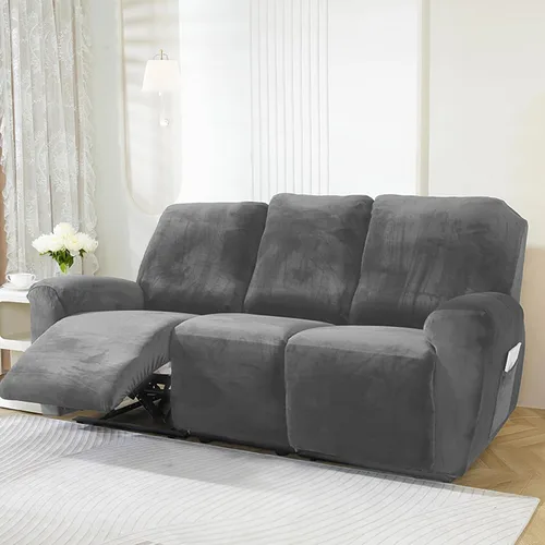 Miniatura 2 de NORTHERN BROTHERS Velvet - Funda para sofá reclinable de 3 plazas, 8 piezas, funda elástica y antideslizante, lavable, apta para mascotas y niños