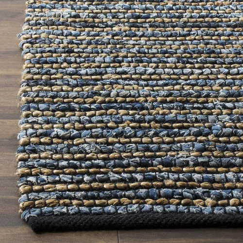Miniatura 6 de SAFAVIEH Cape Cod Collection - Alfombra de área de 10 x 14 pies, azul, hecha a mano de algodón trenzado y yute, ideal para zonas de alto tráfico