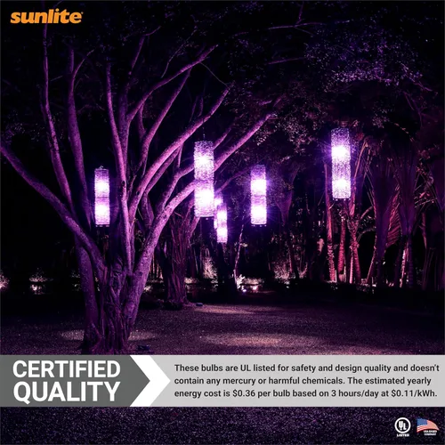 Miniatura 7 de Sunlite 41527 Bombilla LED A19 de color, 3 vatios (equivalente a 25 W), base mediana E26, no regulable, certificación UL, decoración de fiesta