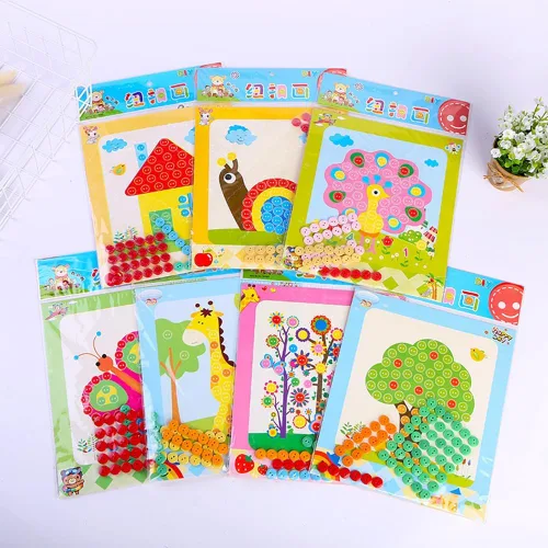 Miniatura 3 de WYNAKESHU 12 calcomanías de botón para dibujar mosaicos, kits de arte para niños, botón adhesivo, juguetes de clase de arte preescolar, regalo