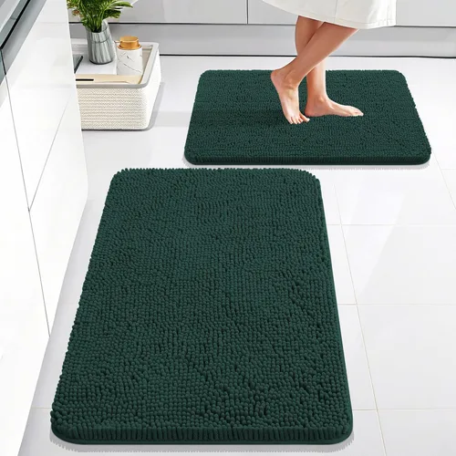 Miniatura 223 de OLANLY Juego de alfombras de baño de 2 piezas, alfombras de baño de chenilla suave y absorbente y alfombra de contorno en forma de U para inodoro