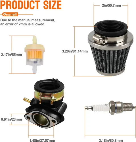 Miniatura 8 de Carburador Onsnail PD24J de 150cc para motores de 4 tiempos 125cc 150cc 152QMJ 157QMI de 24 mm para motocicleta, scooter, ATV, Go Kart con colector