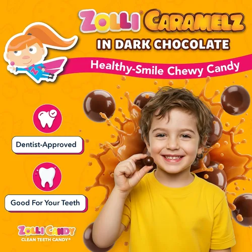 Miniatura 3 de Zolli Caramelz in Dark Chocolate - Caramelo sin azúcar, caramelo saludable apto para dieta keto y diabética, golosinas aprobadas por dentistas