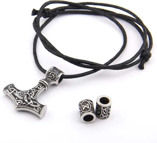Miniatura 5 de GUNGNEER Mjlonir - Colgante de martillo de Thor color dorado con cadena de caja collar de hombre de Mjolnir vikingo nórdico acero inoxidable 316L