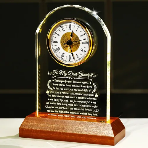 Miniatura 10 de Arikyrist Regalos para Tía de Sobrina y Sobrino con Base de Madera con Luz, Reloj de Cristal Significativo para Tía, Regalos de Cumpleaños, Regalos