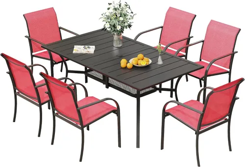 Miniatura 48 de VICLLAX Juego de 2 sillas de patio pequeñas para exteriores, juego de sillas apilables para patio y mesa de comedor cuadrada para porche delantero