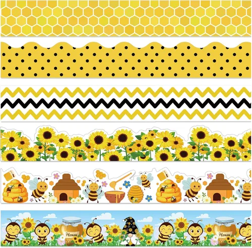 Miniatura 35 de Containlol Bordes para decoración de tablón de anuncios, 118 pies de borde festoneado con tema oceánico para tablón de anuncios de aula