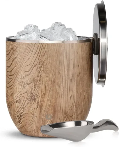 Miniatura 9 de SNOWFOX Cubo de hielo de acero inoxidable con aislamiento al vacío de alta calidad con tapa/pinzas, parte inferior sin goma, accesorios de bar