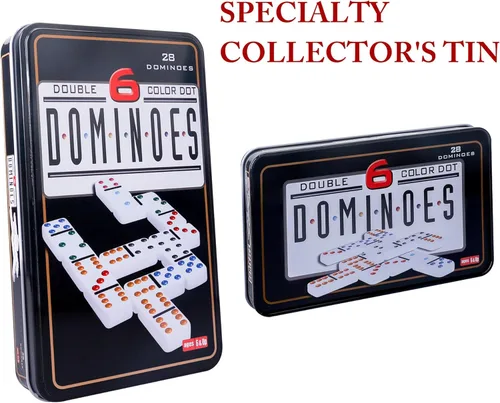 Miniatura 3 de GOTHINK Juego de Dominó Doble 6 para Adultos con Caja de Almacenamiento de Lata - 28 Fichas de Dominó de Colores con Puntos para Juegos de Mesa