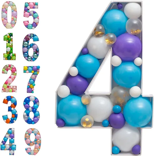 Miniatura 10 de JoyBox Design Marco de Globos en Mosaico Números 9 Tablero de Espuma Grande Precortado Letrero Troquelado para Telón de Fondo de Cumpleaños de Niño