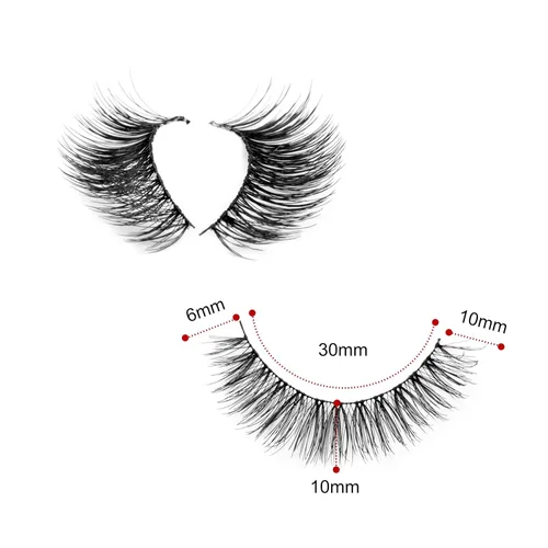 Miniatura 4 de EMEDA 002 - 10 pares de pestañas postizas de aspecto natural, pestañas postizas suaves, 100% hechas a mano, reutilizables, banda transparente, 1